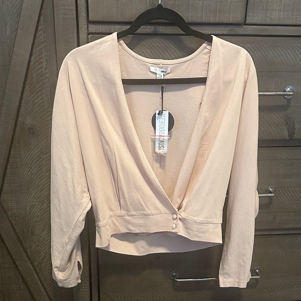 NWT SOCIETY AMUSE Light Pink V-Neck Blouse
